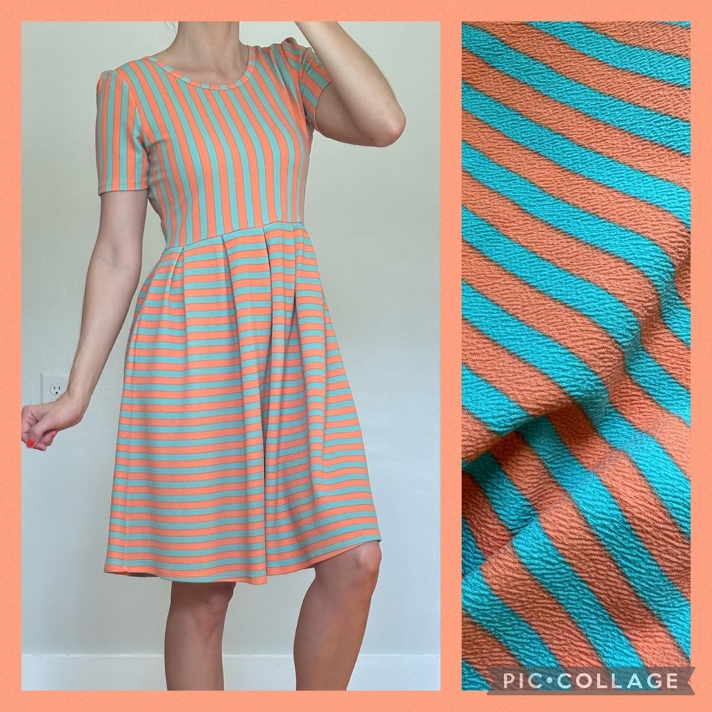 LulaRoe Orange Mint Stripe Dress